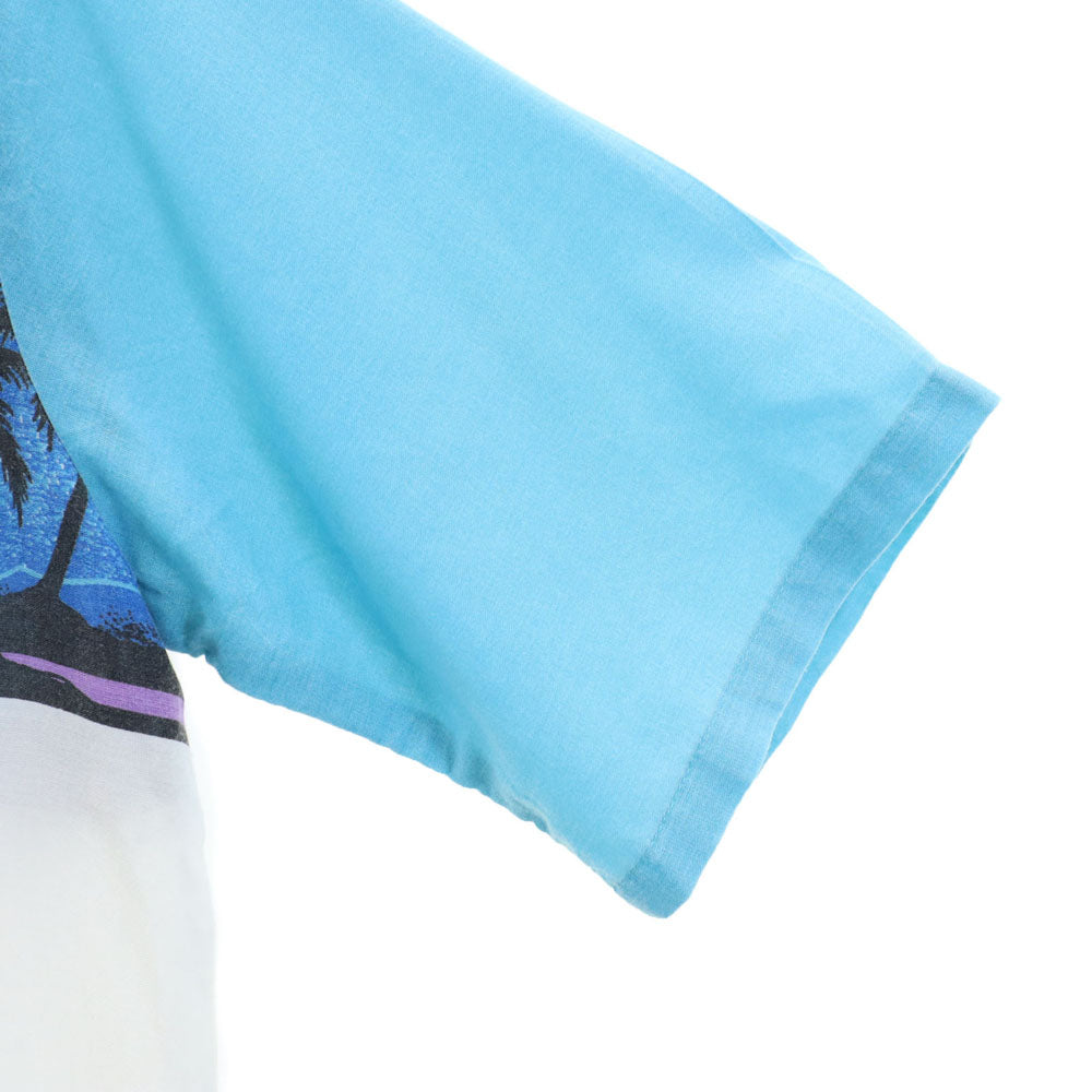 VINTAGE ヴィンテージ 80s 総柄 半袖 オープンカラーシャツ M ブルー系 メンズ