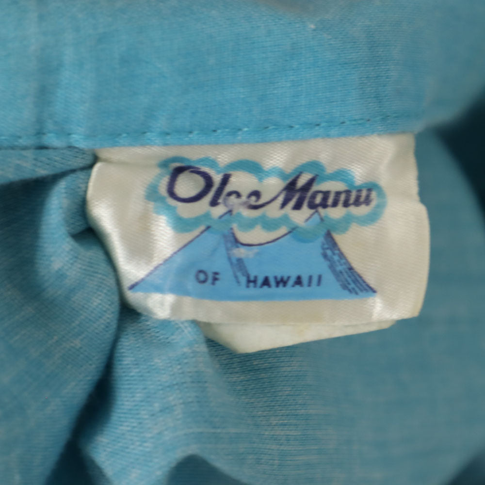 VINTAGE ヴィンテージ 80s 総柄 半袖 オープンカラーシャツ M ブルー系 メンズ