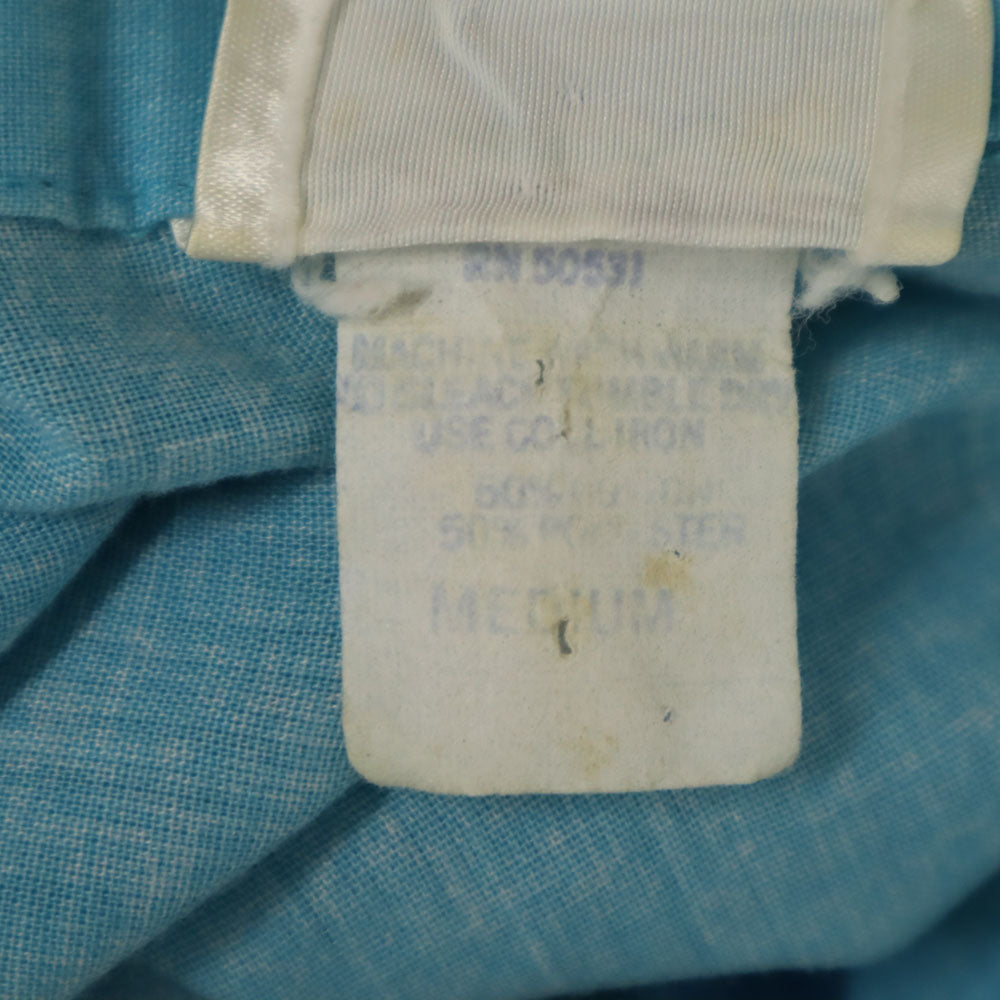 VINTAGE ヴィンテージ 80s 総柄 半袖 オープンカラーシャツ M ブルー系 メンズ