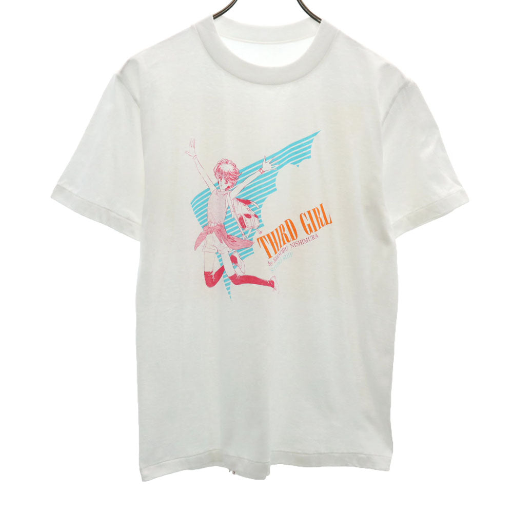 オールド 90s サードガード 西村しのぶ 夜梨子 日本製 プリント 半袖 Tシャツ M ホワイト OLD THIRD GIRL by SHINOBU NISHIMURA 袋付き メンズ