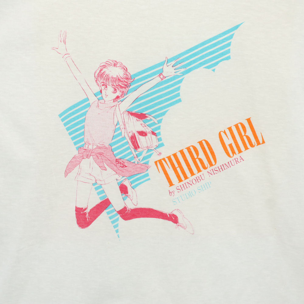 オールド 90s サードガード 西村しのぶ 夜梨子 日本製 プリント 半袖 Tシャツ M ホワイト OLD THIRD GIRL by SHINOBU NISHIMURA 袋付き メンズ