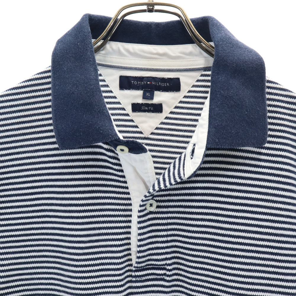 トミーヒルフィガー ボーダー柄 半袖 ポロシャツ XL ネイビー系 TOMMY HILFIGER メンズ