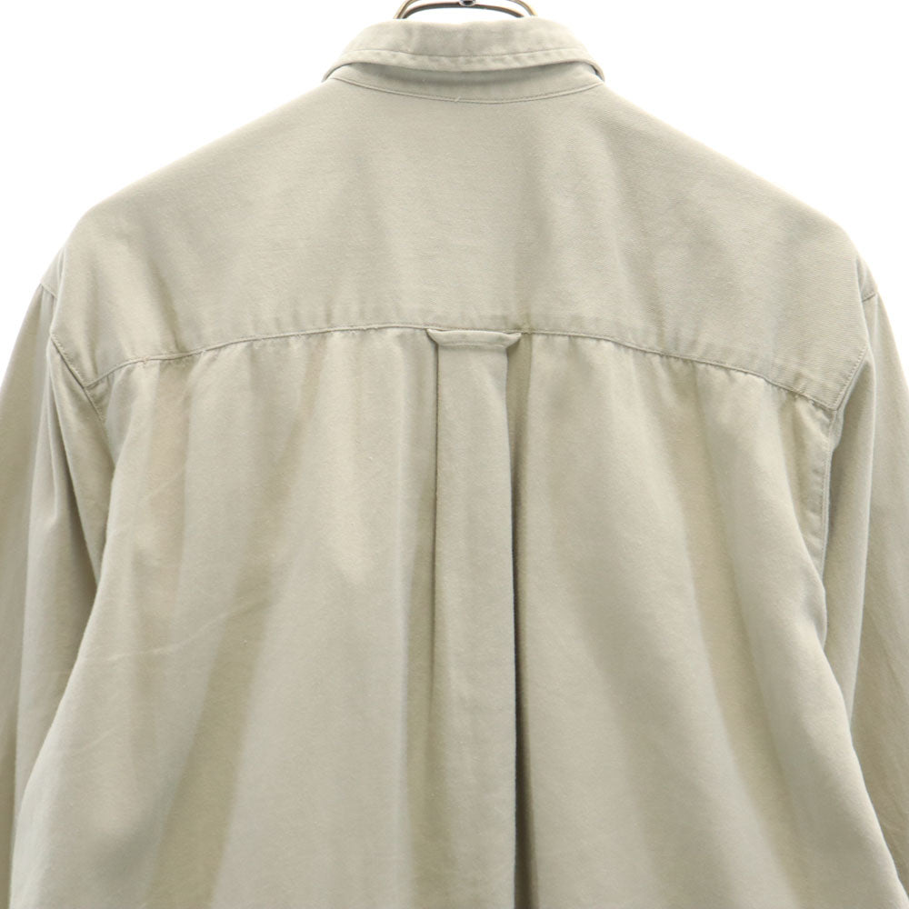 OLD オールド 80s 90s 長袖 コットンシャツ ベージュ 刺繍 メンズ
