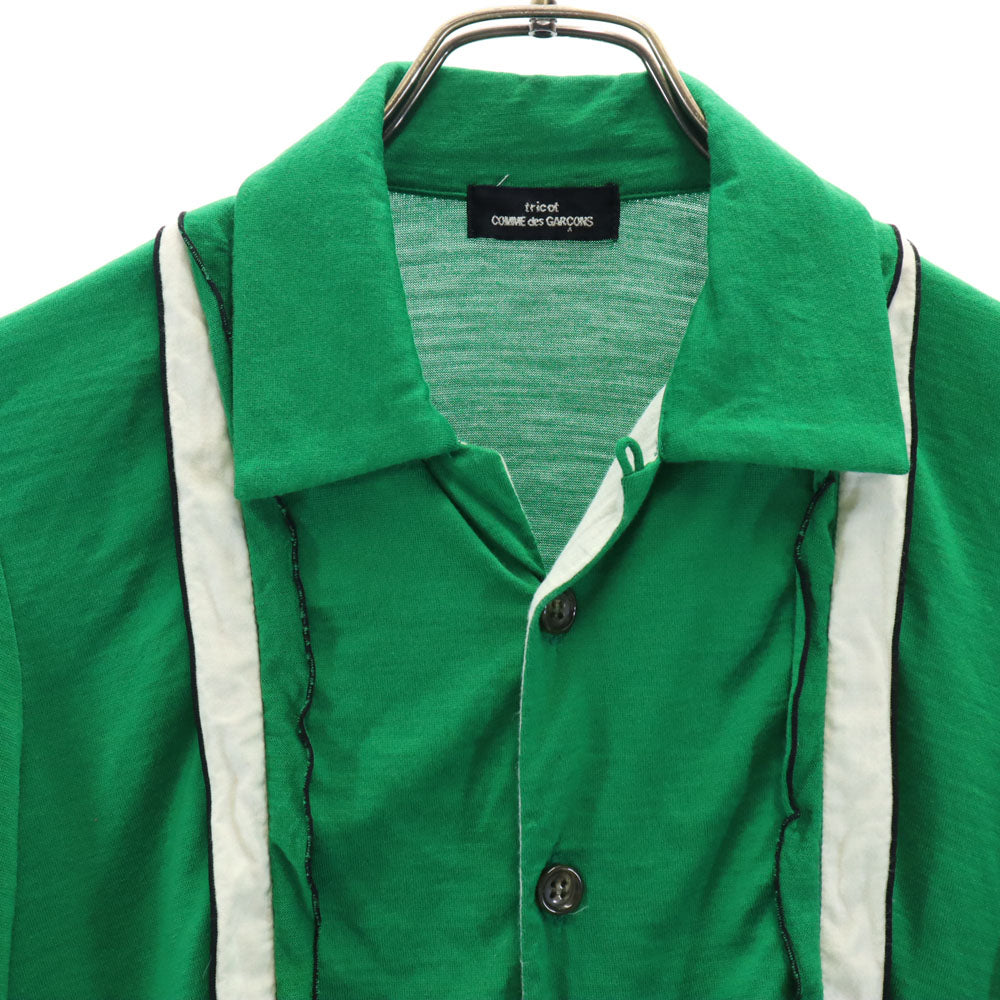 トリココムデギャルソン 日本製 ウール 長袖 ニット オープンカラーシャツ グリーン系 tricot COMME des GARCONS レディース