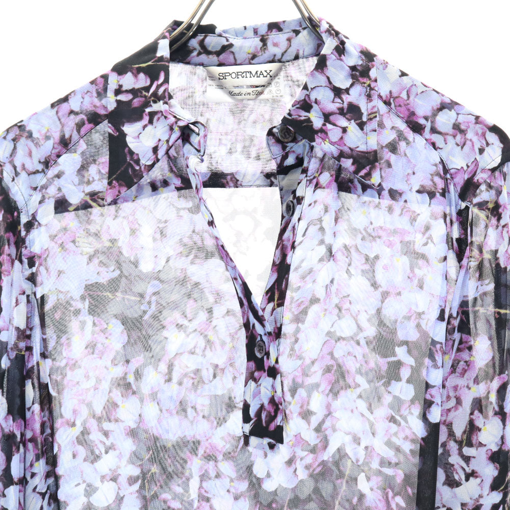 SPORTMAX スポーツマックス イタリア製 総柄 長袖 ハーフボタン シャツ 40 プルオーバー レディース