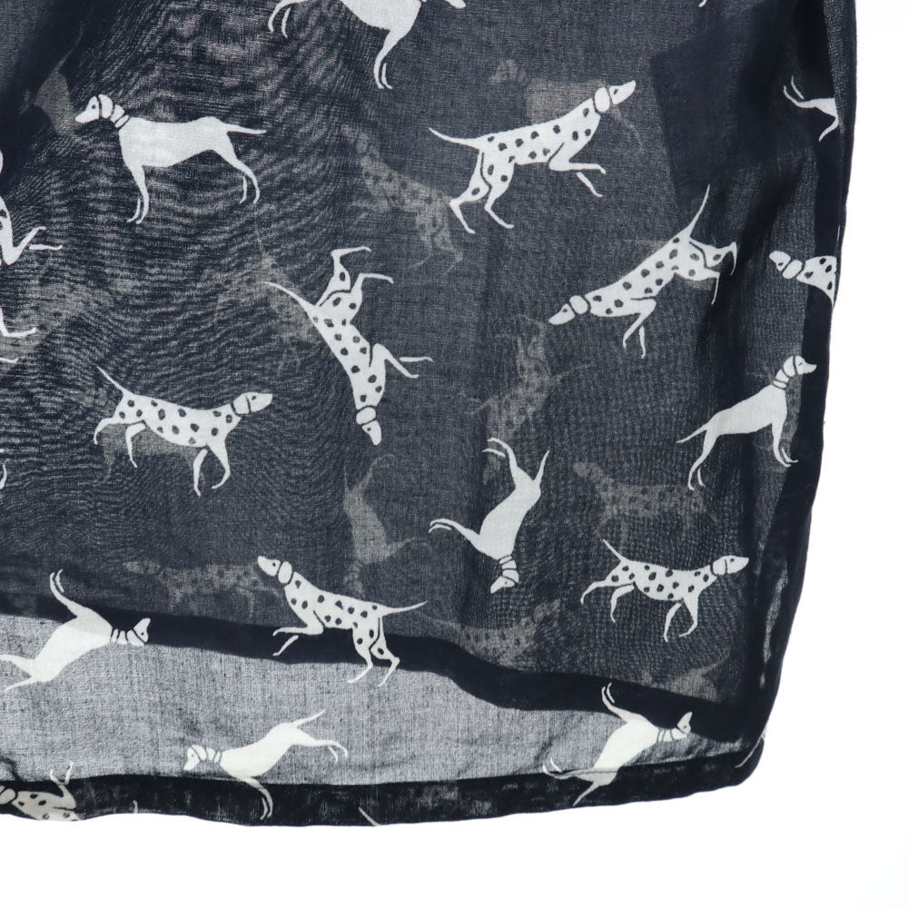 Aquascutum アクアスキュータム 日本製 総柄 長袖 シャツ 黒系 レディース