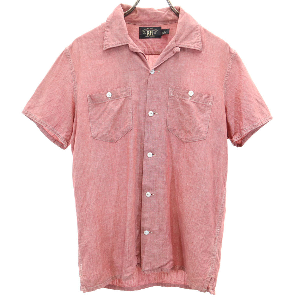 RRL ダブルアールエル リネンブレンド 半袖 オープンカラーシャツ S レッド RALPH RAUREN メンズ