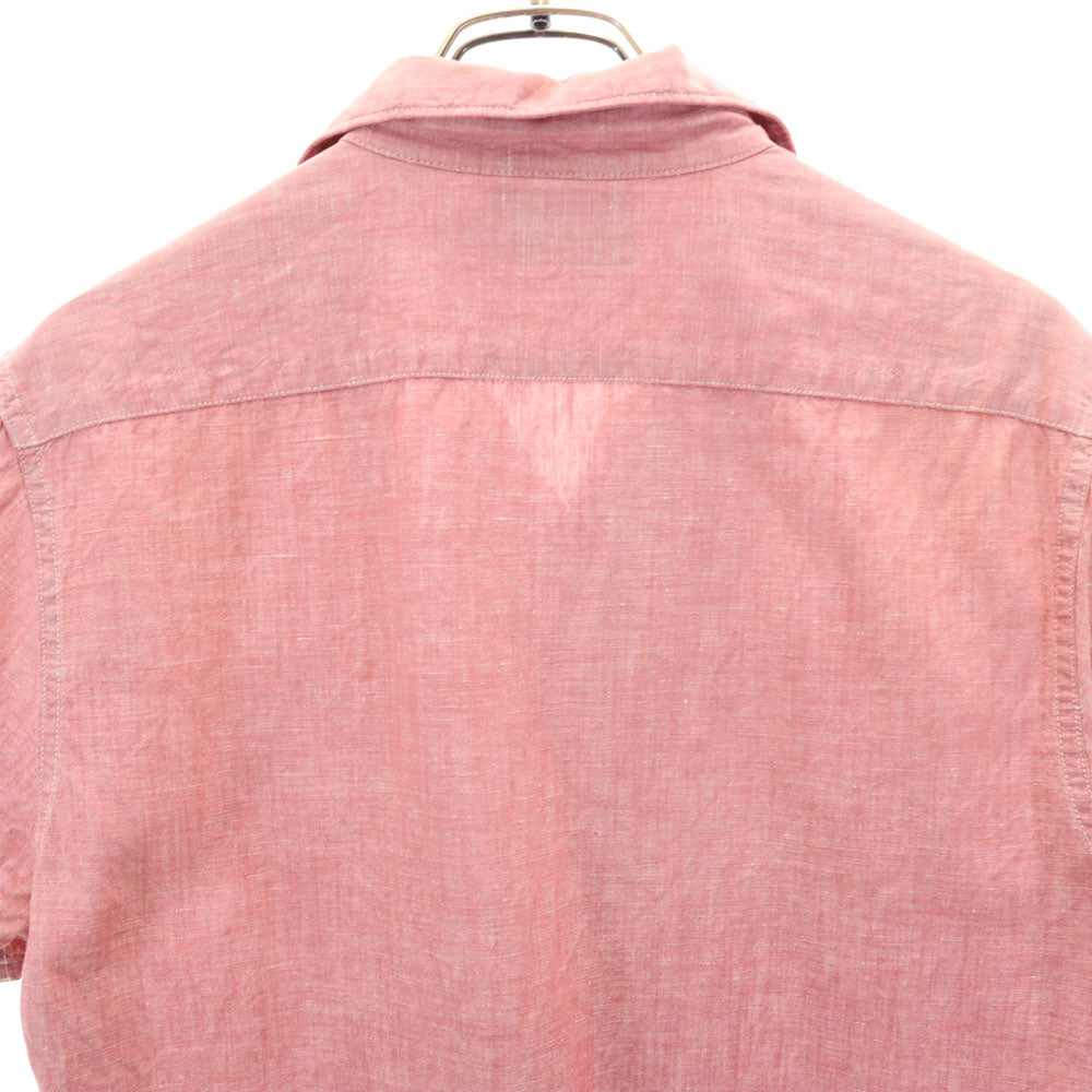 RRL ダブルアールエル リネンブレンド 半袖 オープンカラーシャツ S レッド RALPH RAUREN メンズ