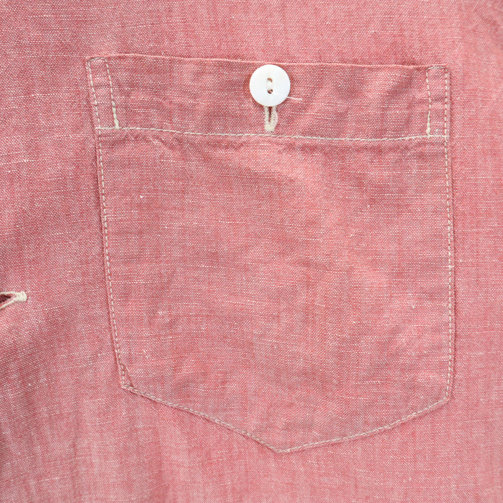 RRL ダブルアールエル リネンブレンド 半袖 オープンカラーシャツ S レッド RALPH RAUREN メンズ