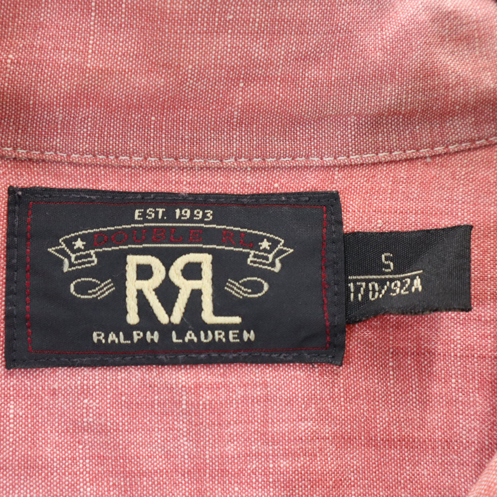 RRL ダブルアールエル リネンブレンド 半袖 オープンカラーシャツ S レッド RALPH RAUREN メンズ