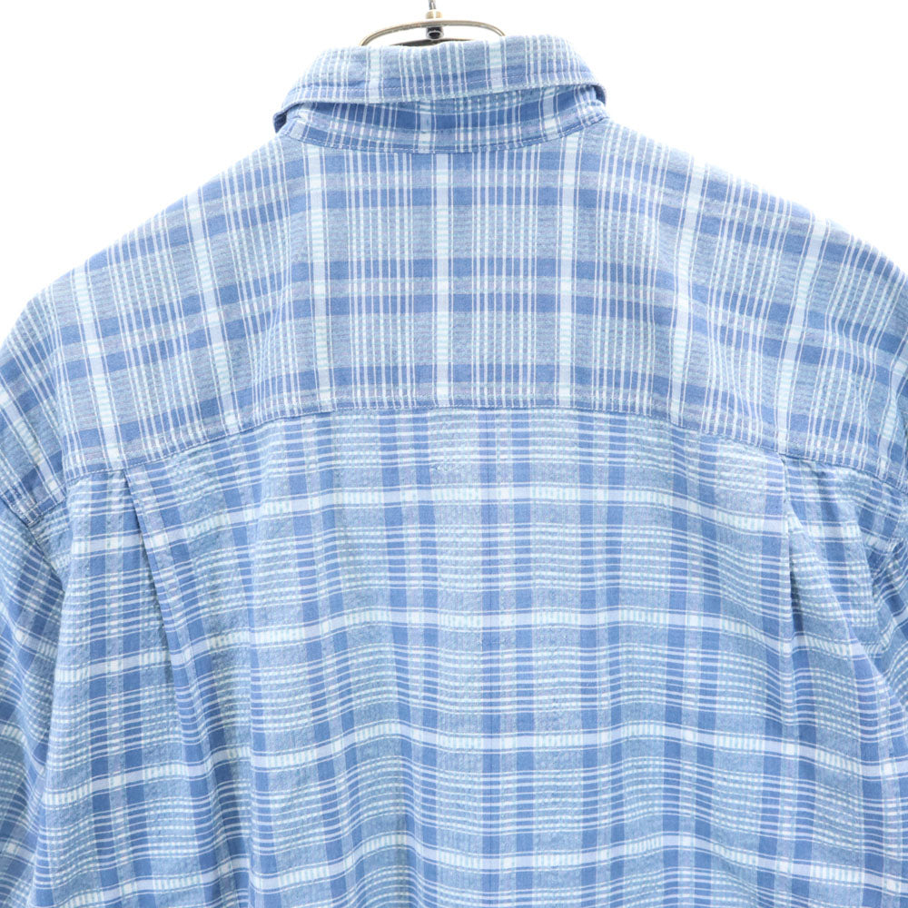 UNIQLO ユニクロ オールド チェック柄 半袖 シャツ M ブルー系 メンズ