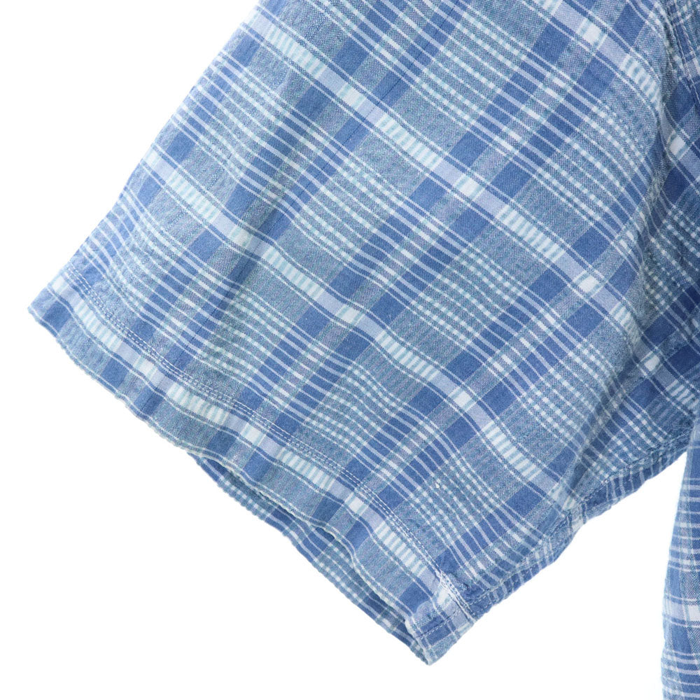 UNIQLO ユニクロ オールド チェック柄 半袖 シャツ M ブルー系 メンズ