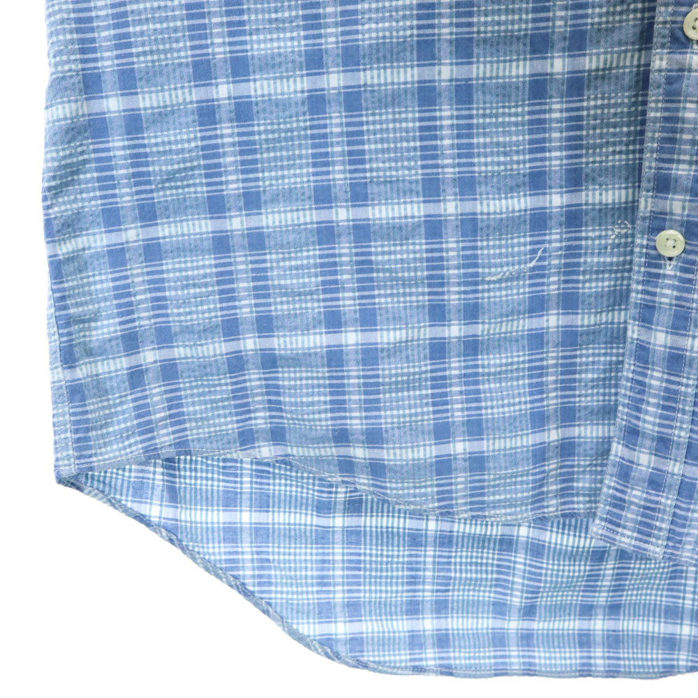 UNIQLO ユニクロ オールド チェック柄 半袖 シャツ M ブルー系 メンズ