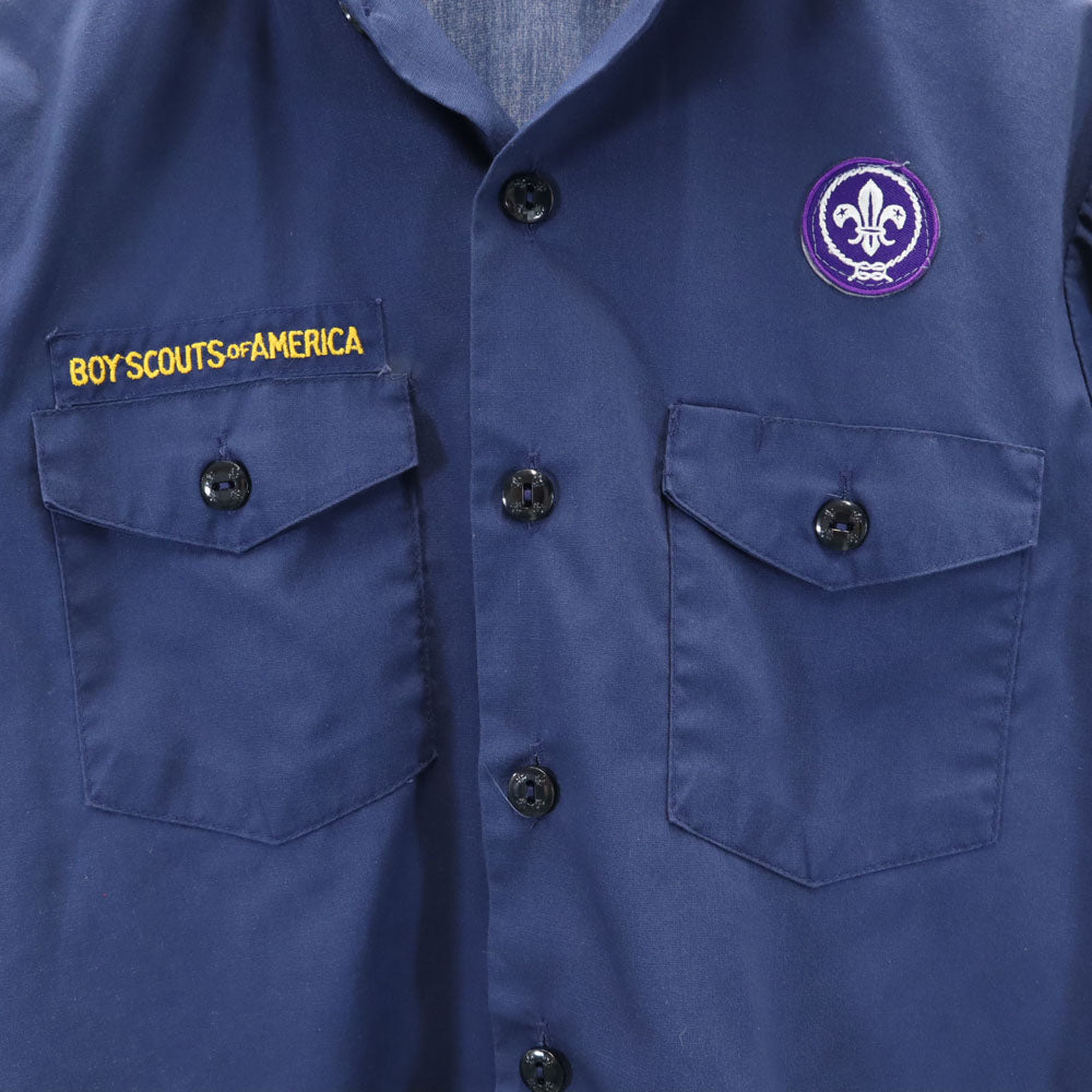 OLD オールド ボーイスカウトアメリカ連盟 USA製 半袖 ワークシャツ YOUTH LARGE ネイビー キッズ