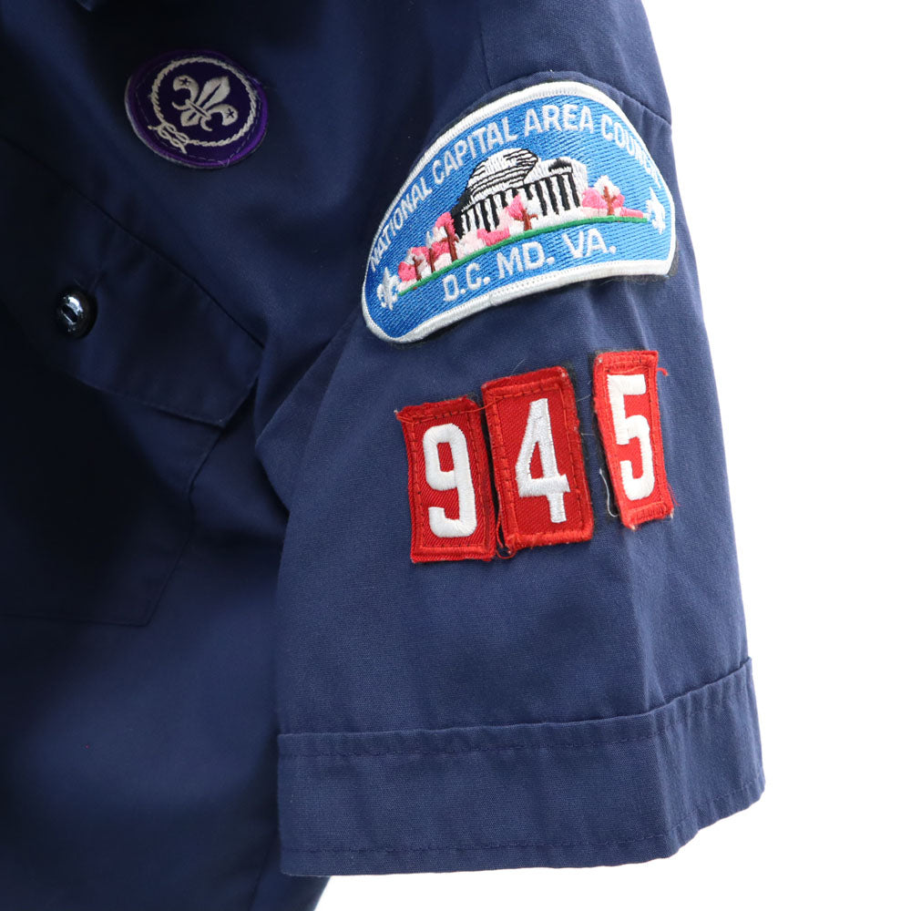 OLD オールド ボーイスカウトアメリカ連盟 USA製 半袖 ワークシャツ YOUTH LARGE ネイビー キッズ
