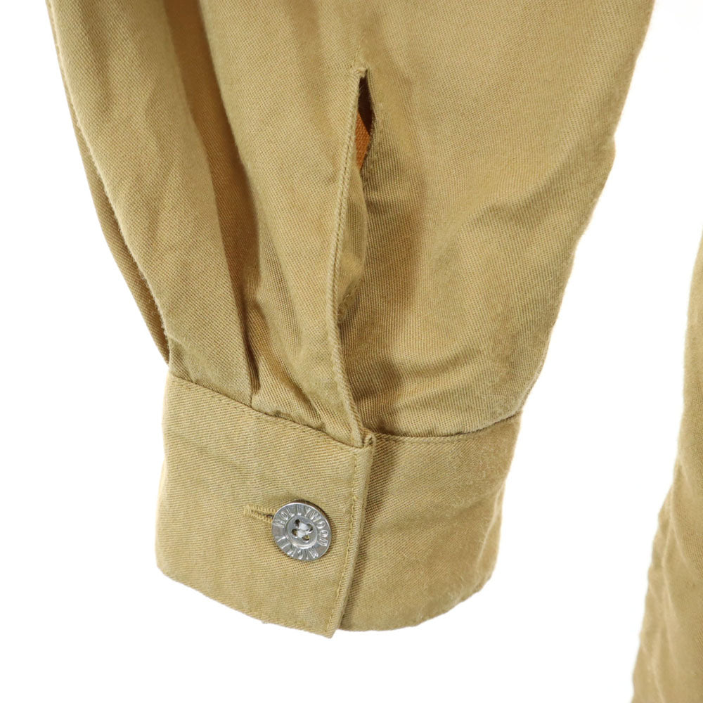 ハリウッドミッキー 90s 日本製 オールド ミニーマウス 長袖 シャツ ブラウン系 HOLLYWOODMICHEY 刺繍 レディース