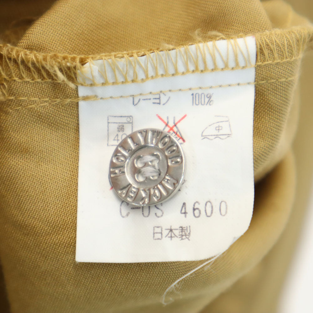 ハリウッドミッキー 90s 日本製 オールド ミニーマウス 長袖 シャツ ブラウン系 HOLLYWOODMICHEY 刺繍 レディース