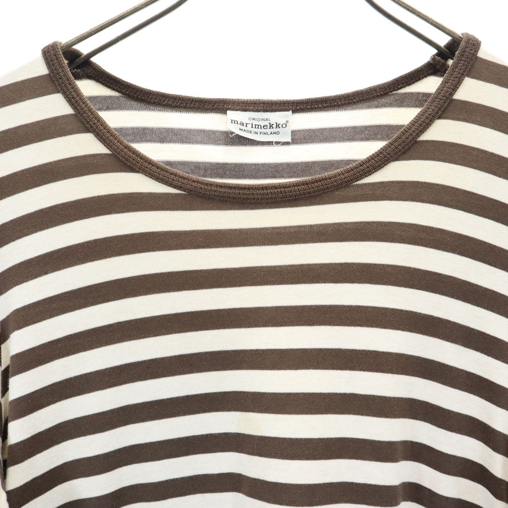 marimekko マリメッコ ボーダー柄 長袖 ワンピース 160 ブラウン系 キッズ