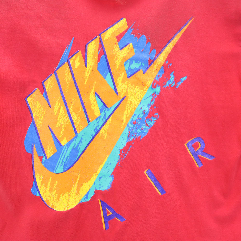 NIKE ナイキ 90s USA製 オールド 銀タグ プリント 半袖 Tシャツ M(10/12) レッド キッズ