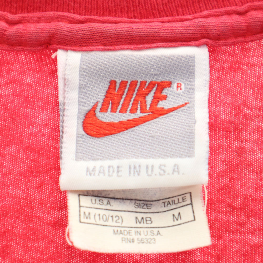 NIKE ナイキ 90s USA製 オールド 銀タグ プリント 半袖 Tシャツ M(10/12) レッド キッズ