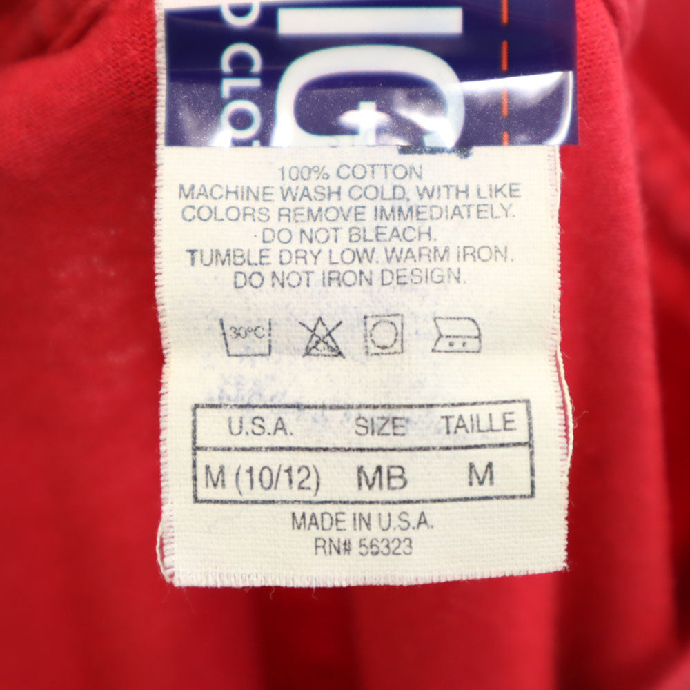 NIKE ナイキ 90s USA製 オールド 銀タグ プリント 半袖 Tシャツ M(10/12) レッド キッズ