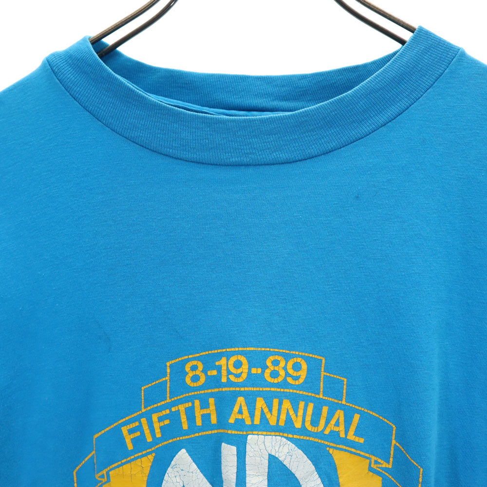 VINTAGE ヴィンテージ 80s プリント 半袖 Tシャツ ブルー メンズ