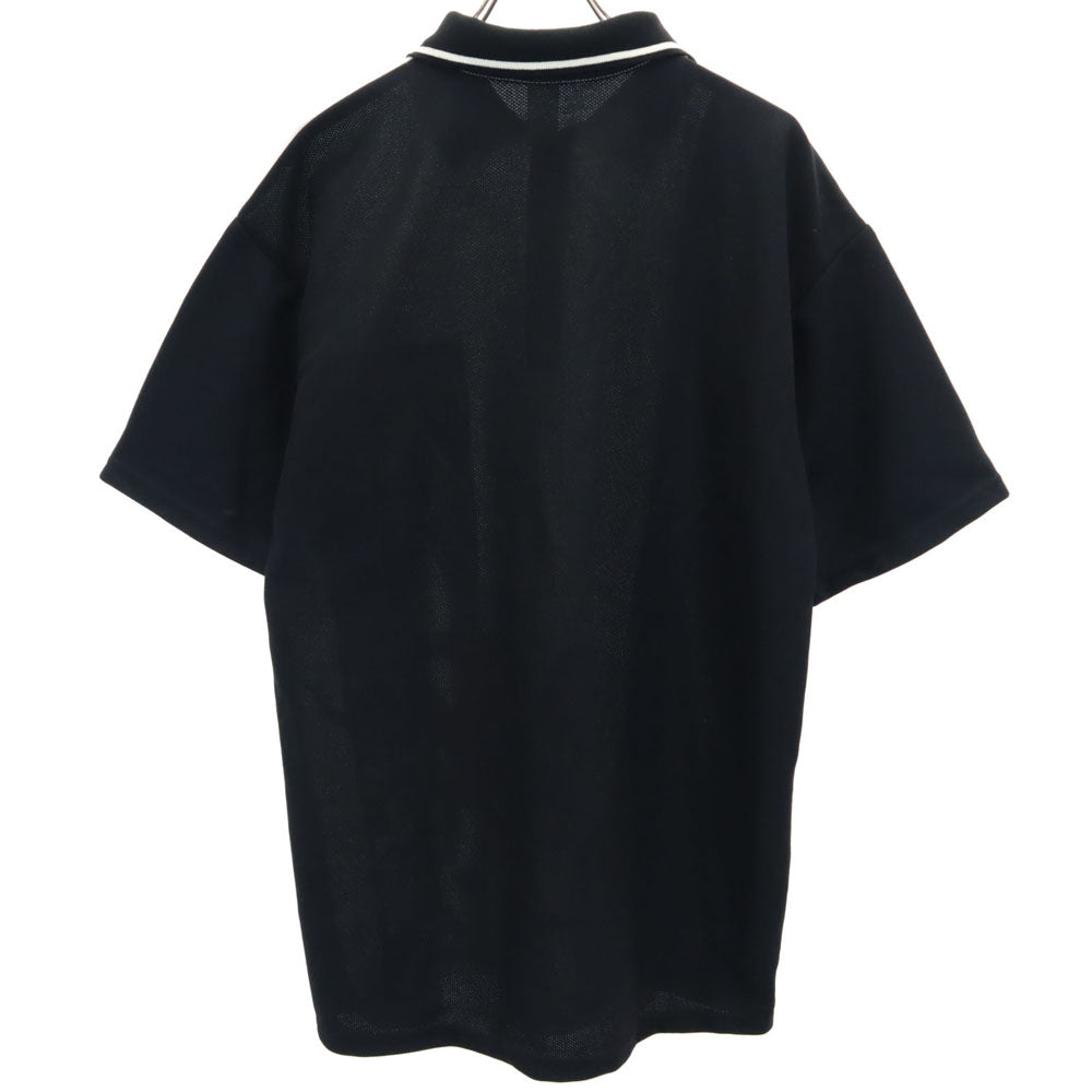 OLD オールド 90s USA製 AIR SHOTS 半袖 ハーフジップ ポロシャツ M ブラック×ホワイト バスケットボール メンズ