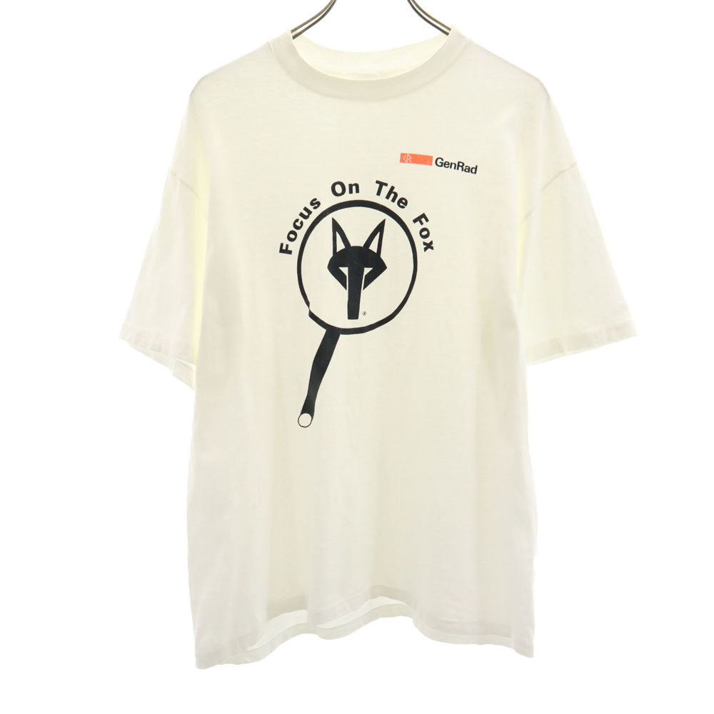 Hanes ヘインズ 80s 90s USA製 オールド プリント 半袖 Tシャツ L ホワイト系 メンズ