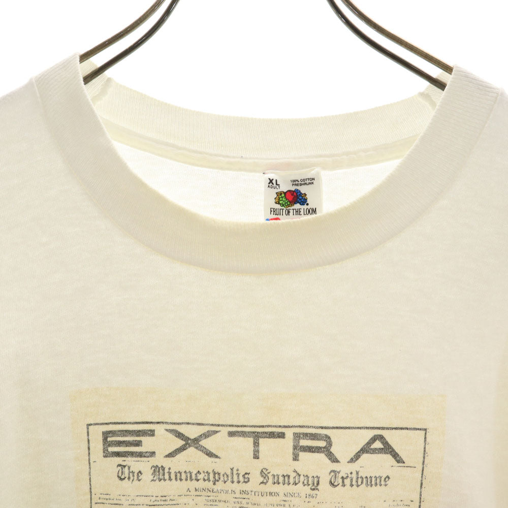FRUIT OF THE LOOM フルーツオブザルーム 90s USA製 オールド プリント 半袖 Tシャツ XL ホワイト系 メンズ