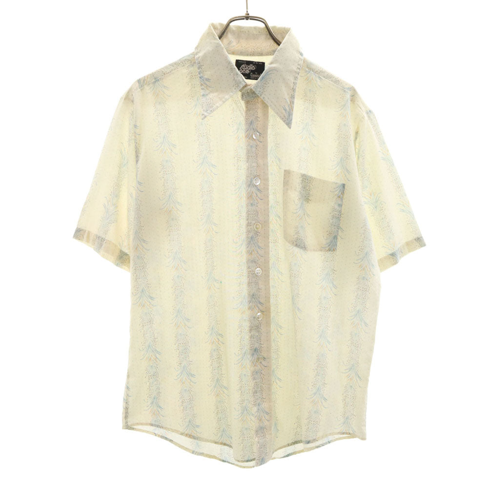 スタジオワン 70s USA製 キャンパス ヴィンテージ 総柄 半袖 シャツ L ベージュ系 studio one メンズ