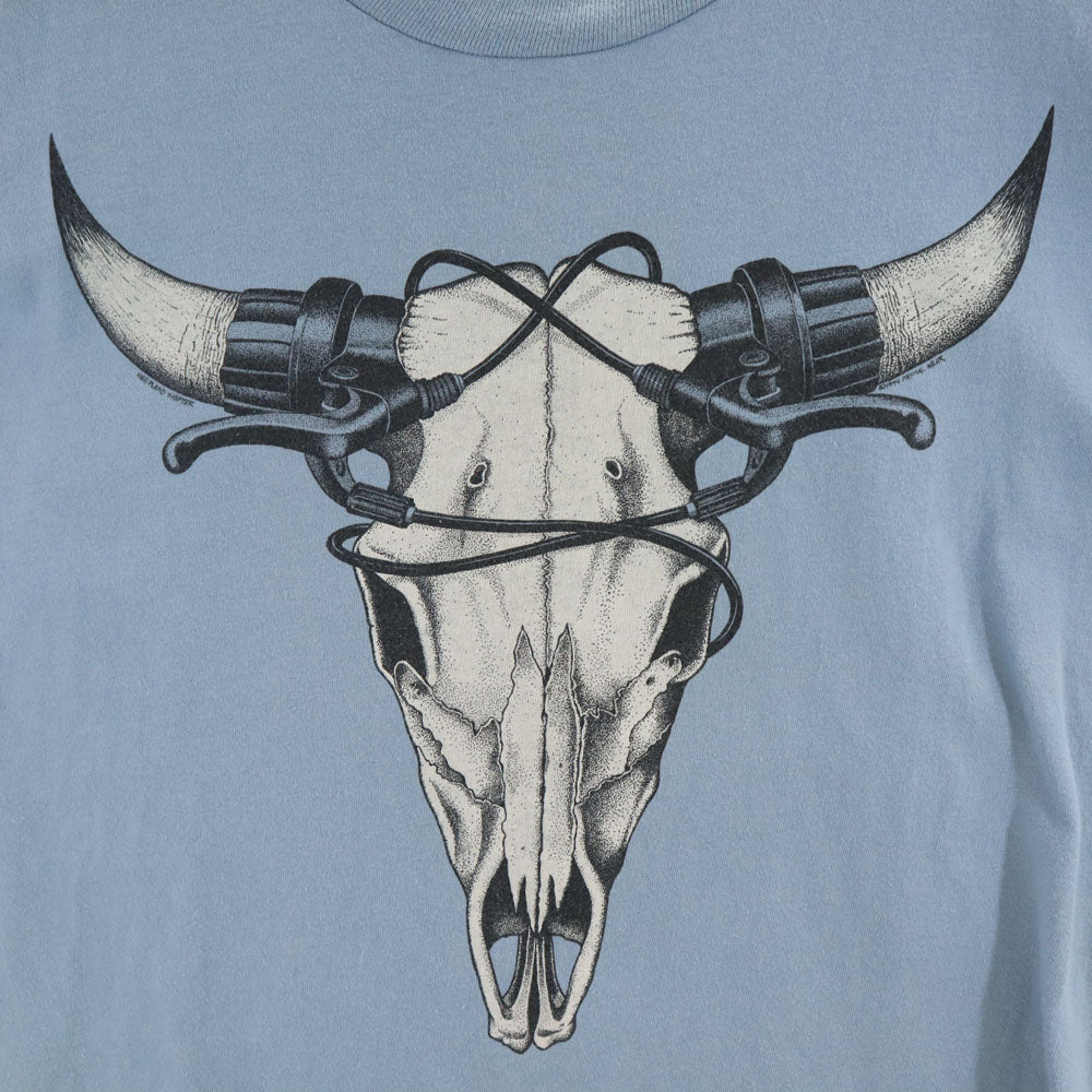 Hanes ヘインズ 90s USA製 オールド プリント 半袖 Tシャツ XL ブルー系 メンズ