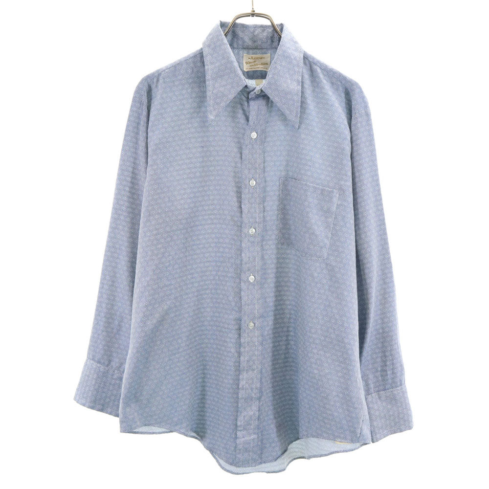 Arrow Kent Collection 70s ヴィンテージ 総柄 長袖 シャツ 161/2-33 ブルー系 メンズ