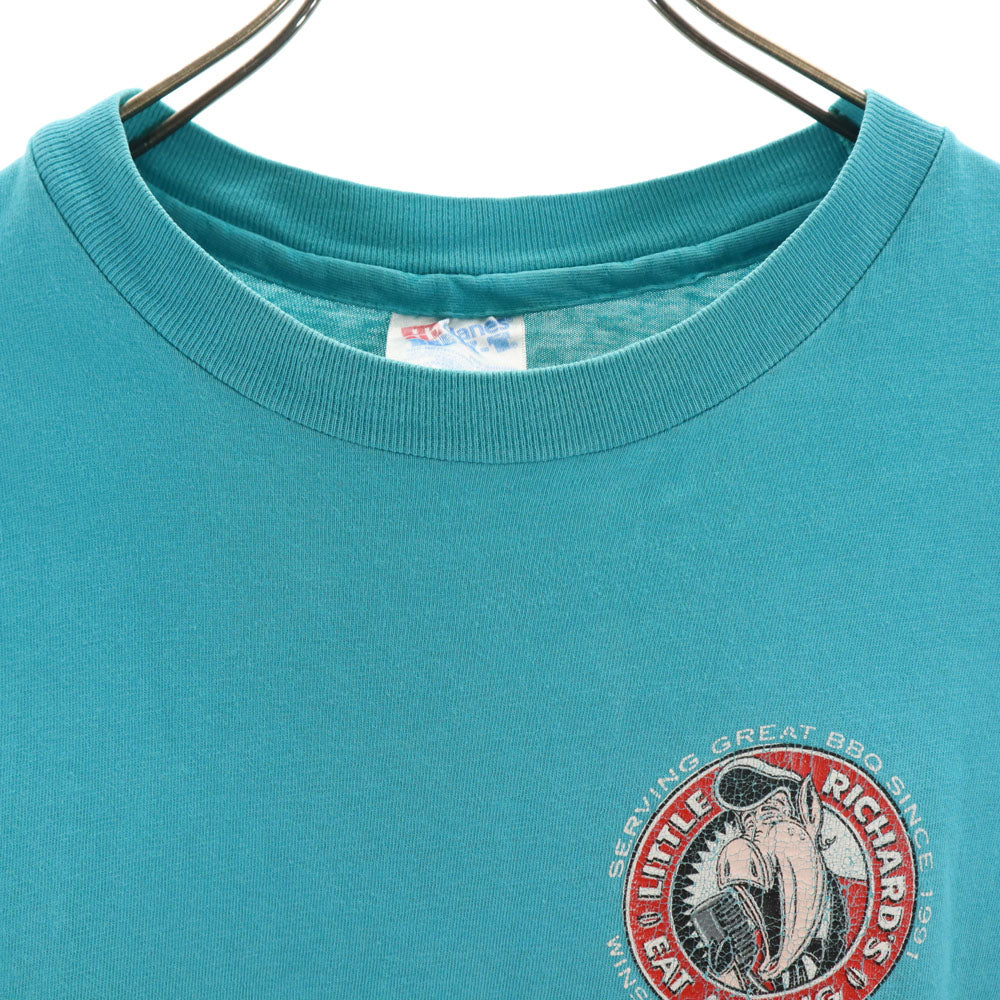 Hanes ヘインズ 90s USA製 オールド 半袖 Tシャツ XL ブルー系 メンズ