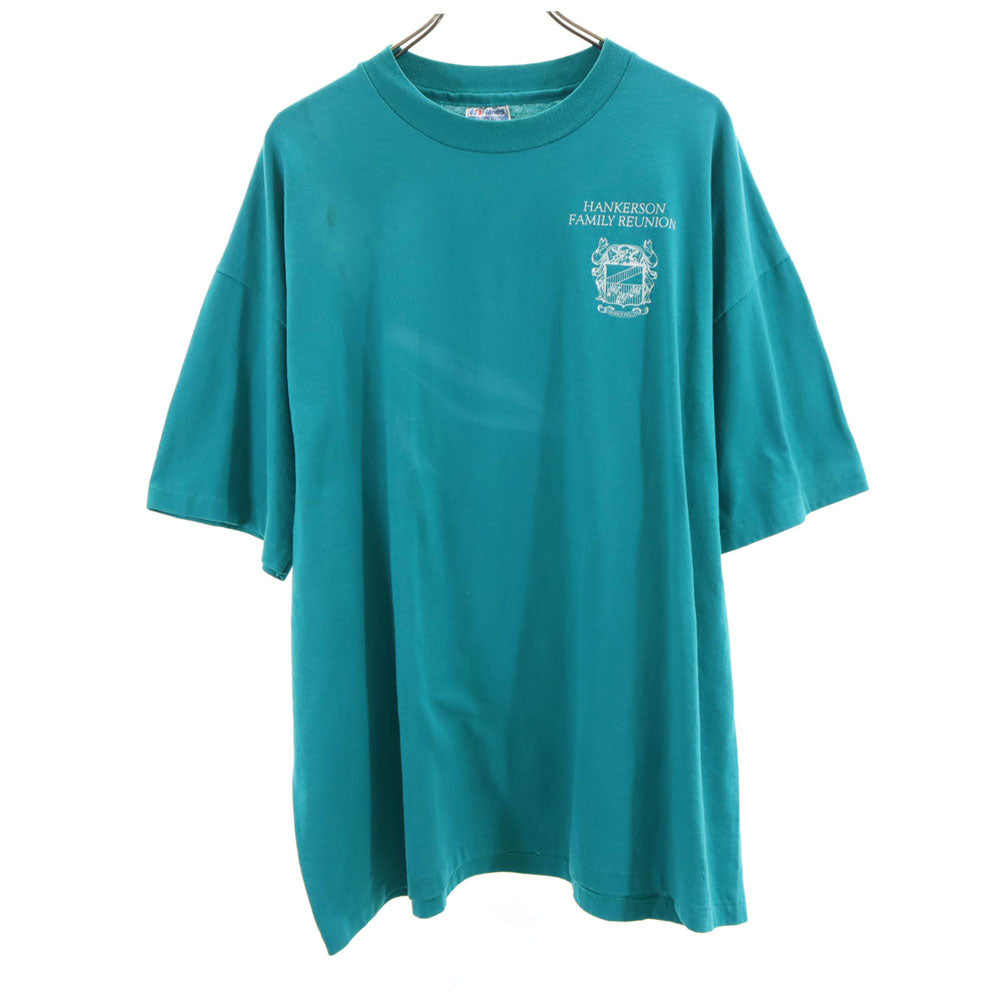 Hanes ヘインズ 80s 90s USA製 オールド 半袖 Tシャツ XXL ブルー系 ビッグサイズ メンズ