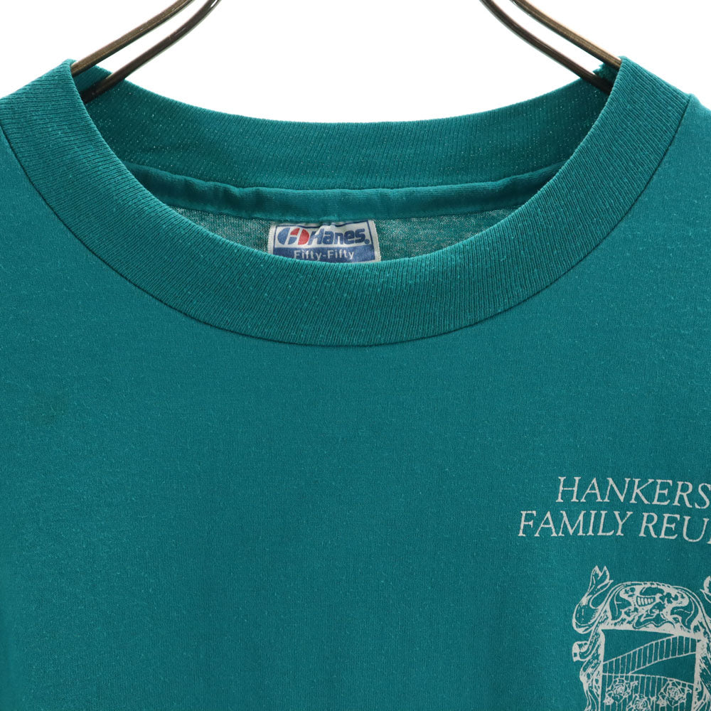 Hanes ヘインズ 80s 90s USA製 オールド 半袖 Tシャツ XXL ブルー系 ビッグサイズ メンズ