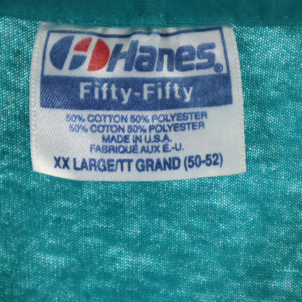 Hanes ヘインズ 80s 90s USA製 オールド 半袖 Tシャツ XXL ブルー系 ビッグサイズ メンズ