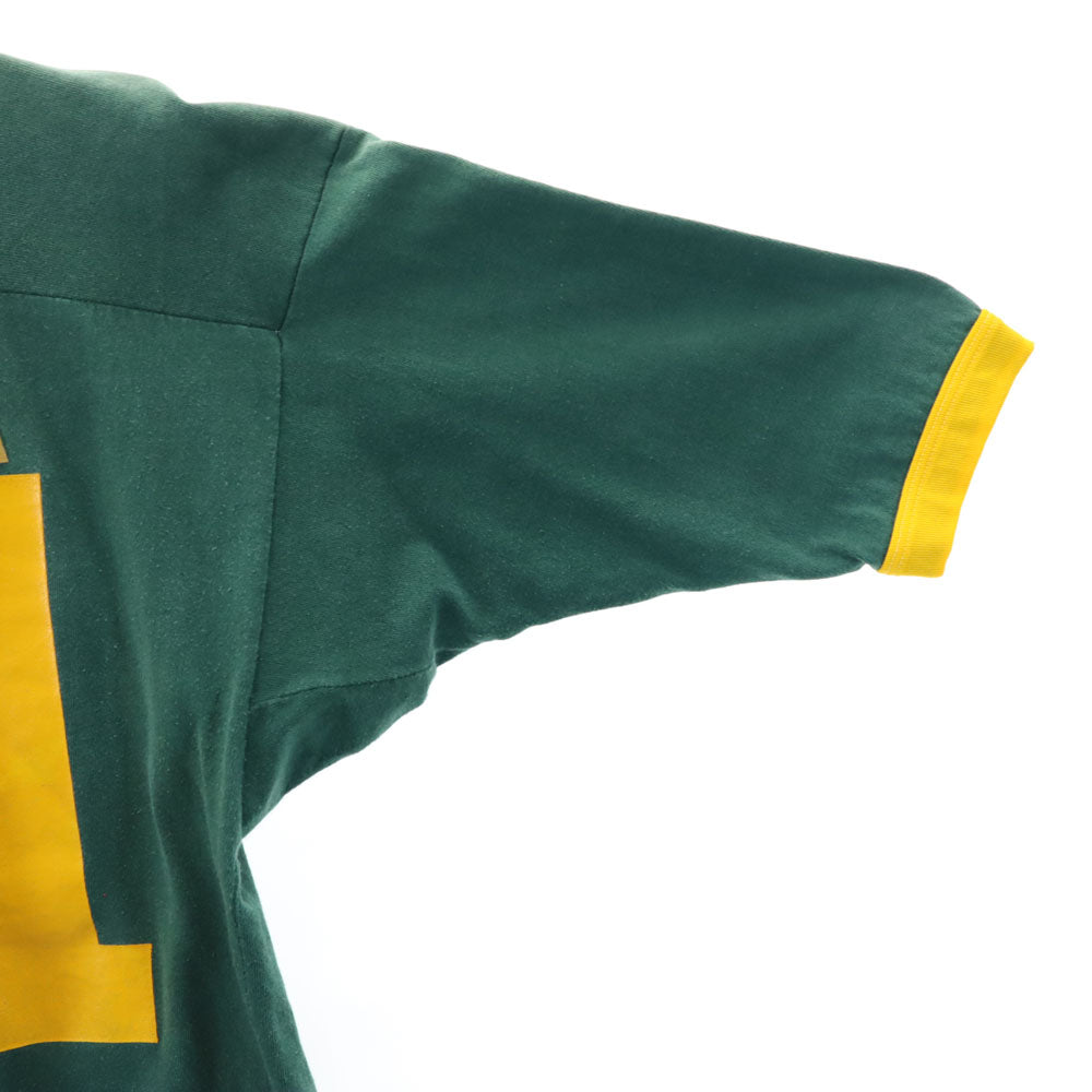 オールド 90s フットボールT 半袖 Vネック Tシャツ グリーン系 OLD メンズ