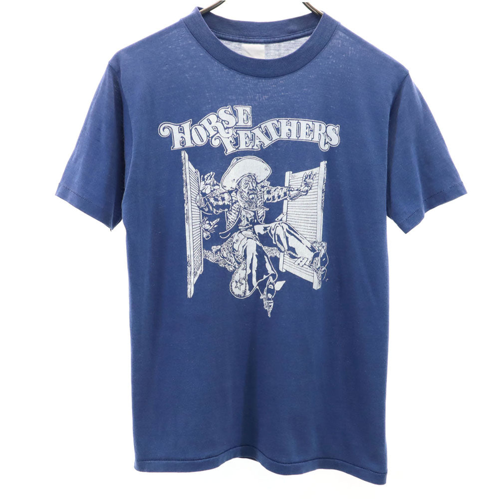 VINTAGE ヴィンテージ 70s 80s プリント 半袖 Tシャツ ブルー系 レディース