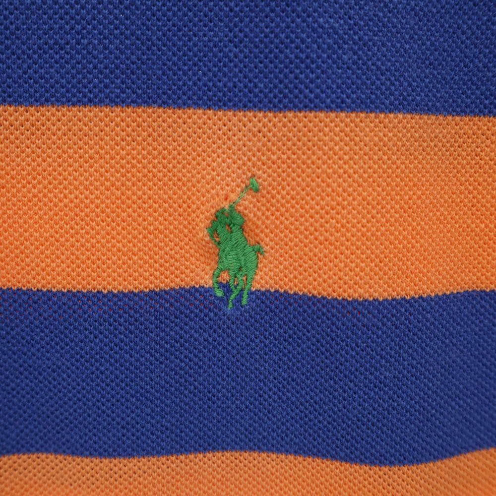 ポロバイラルフローレン ボーダー柄 半袖 ハーフボタン ポロシャツ M オレンジ Polo by Ralph Lauren メンズ