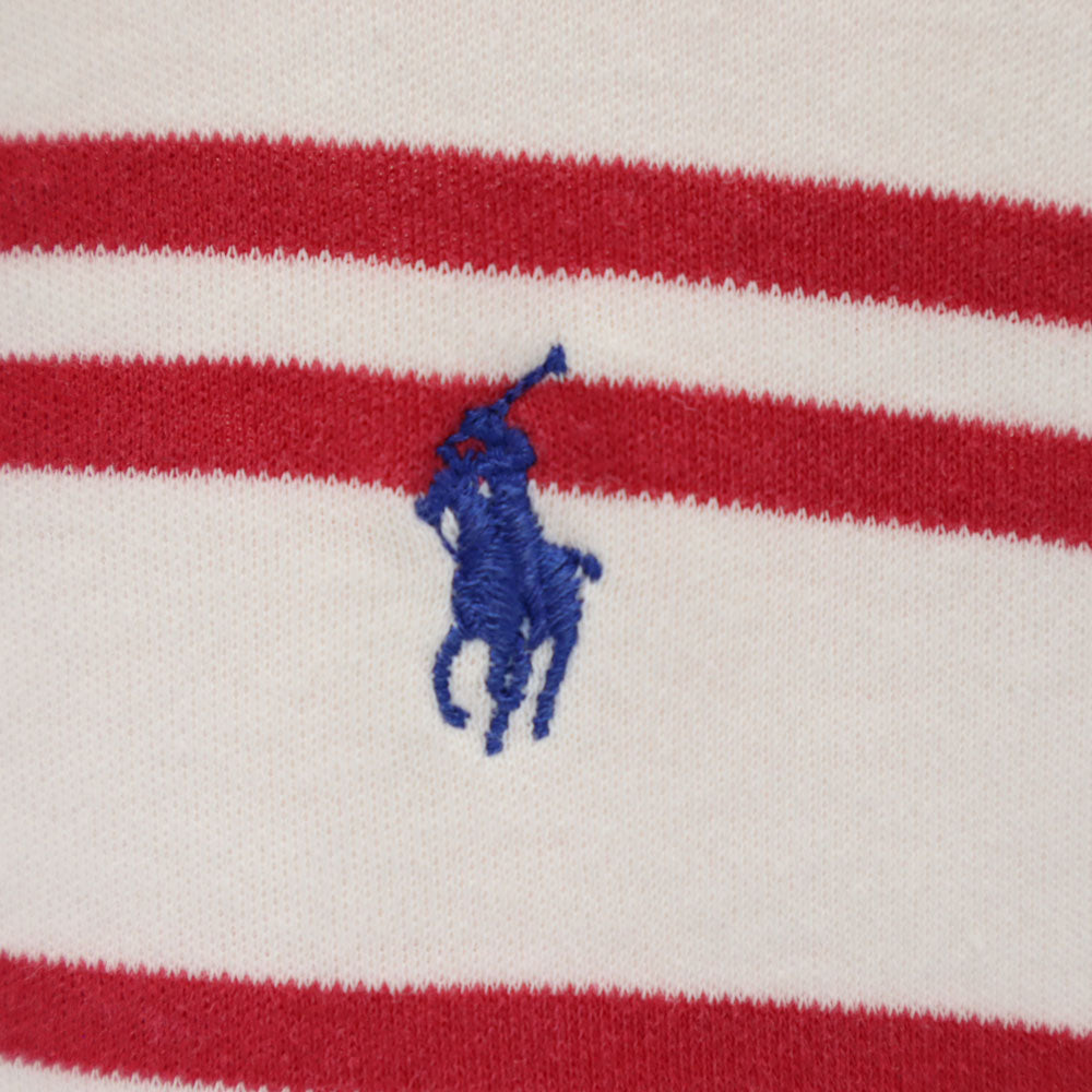 ポロバイラルフローレン 80s USA製 緑タグ ボーイズ ヴィンテージ ボーダー柄 半袖 ポロシャツ XL ホワイト Polo by Ralph Lauren メンズ