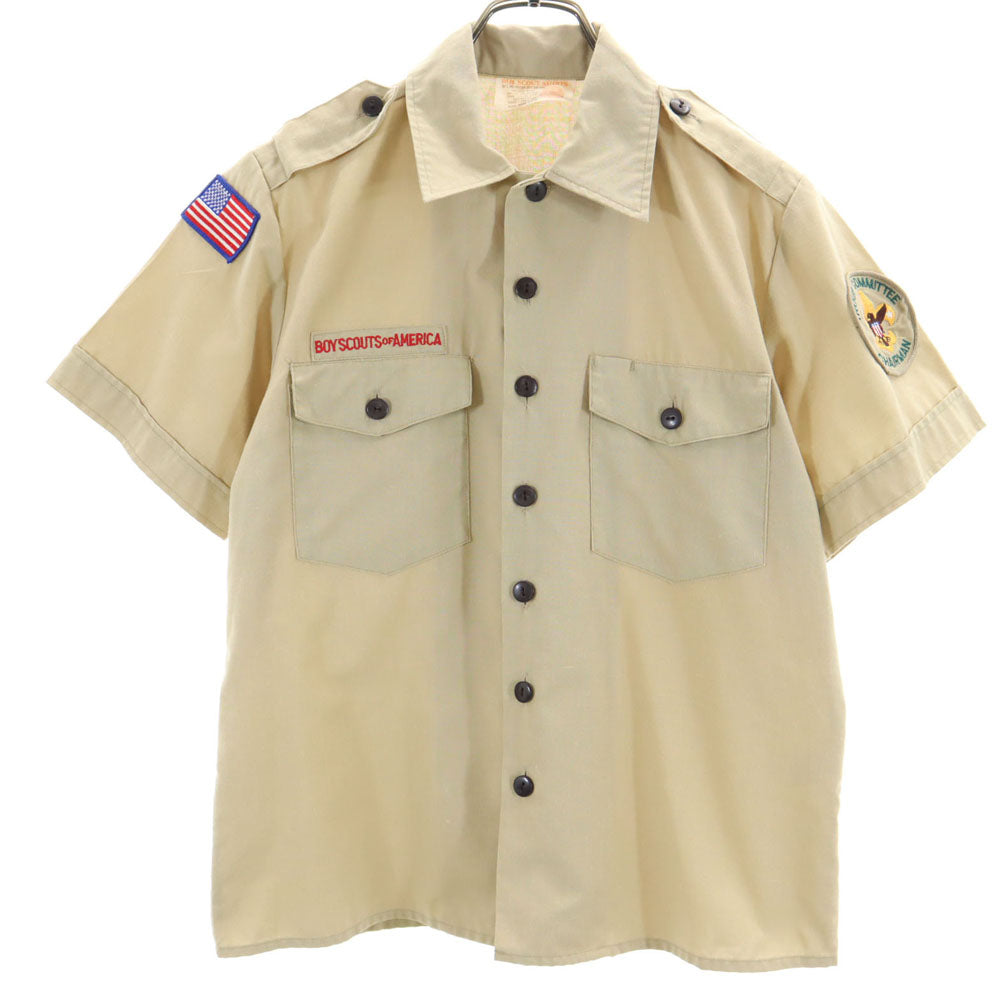 ボーイスカウト 70s 80s ヴィンテージ 半袖 ボーイスカウト シャツ M ベージュ BOY SCOUTS OF AMERICA メンズ