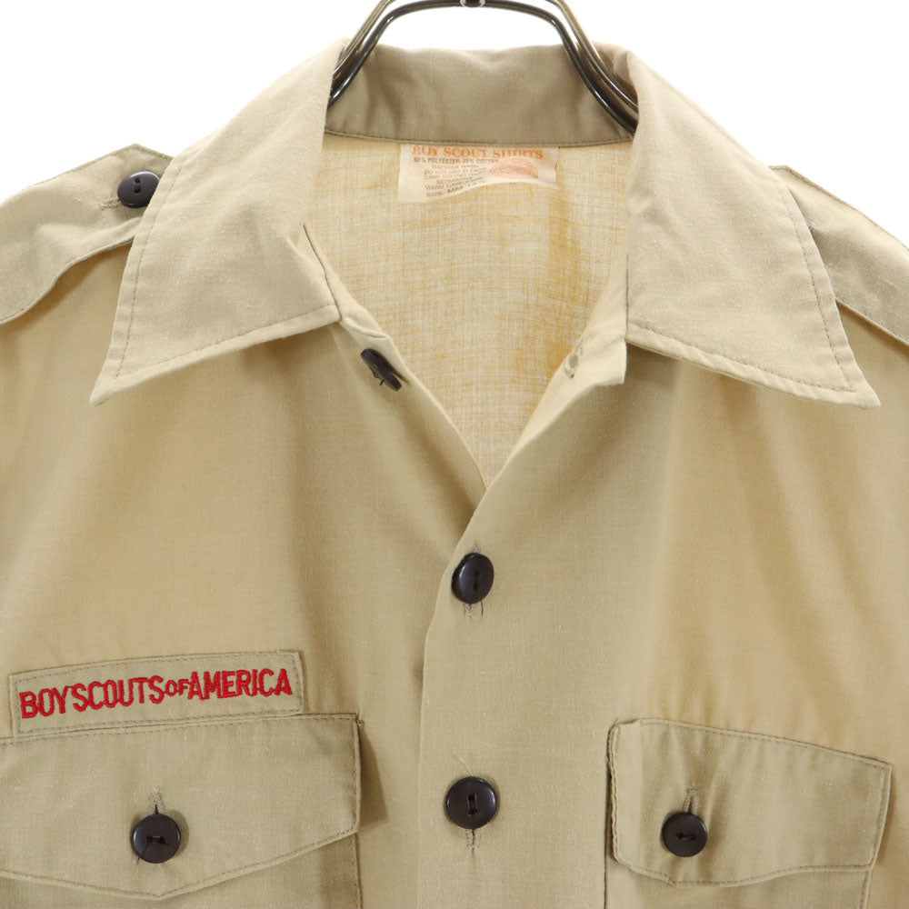 ボーイスカウト 70s 80s ヴィンテージ 半袖 ボーイスカウト シャツ M ベージュ BOY SCOUTS OF AMERICA メンズ