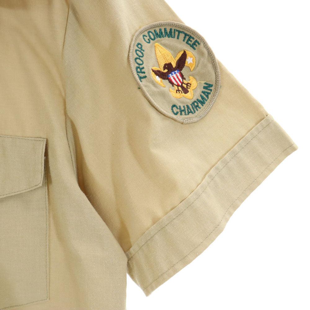 ボーイスカウト 70s 80s ヴィンテージ 半袖 ボーイスカウト シャツ M ベージュ BOY SCOUTS OF AMERICA メンズ