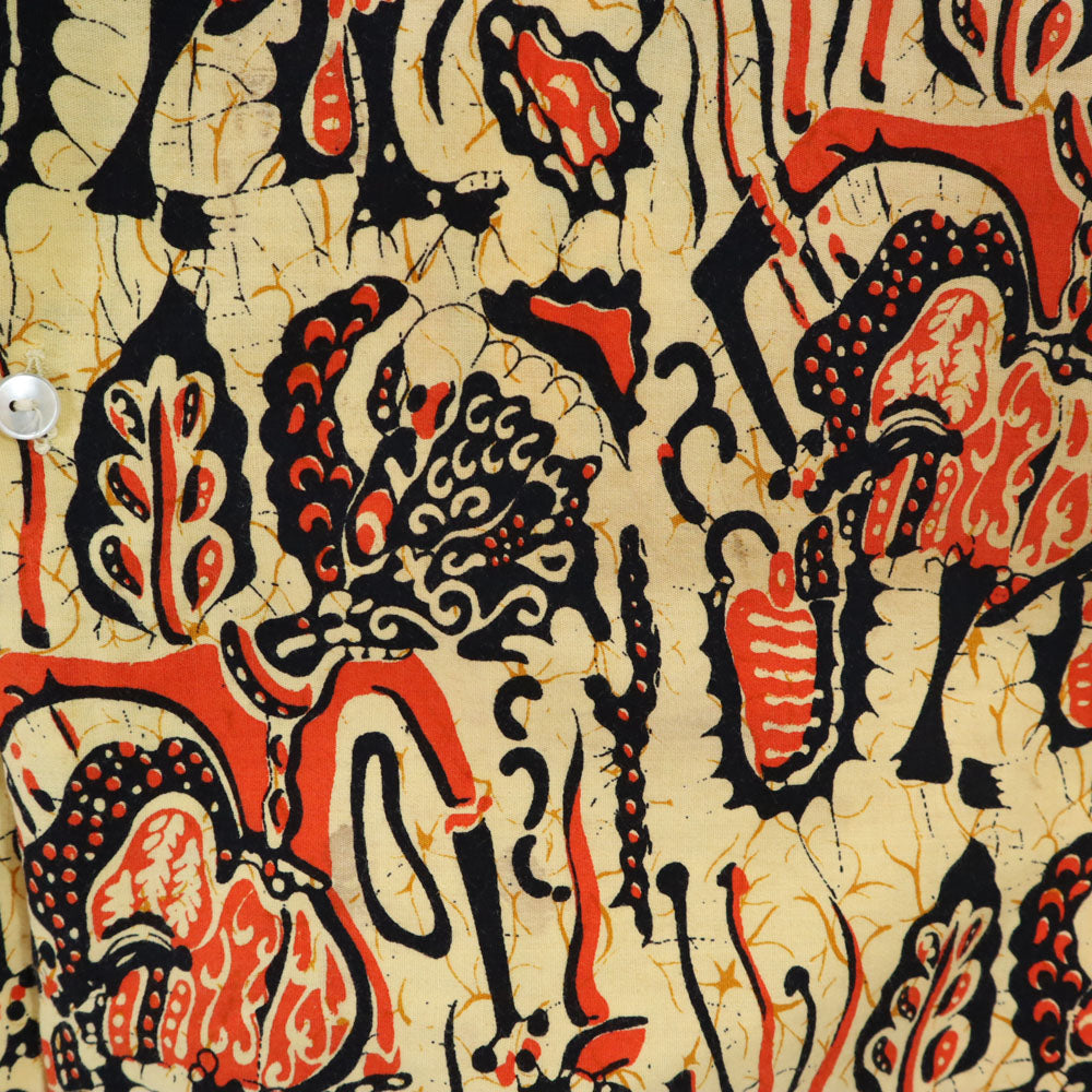 PAISAL 70s ヴィンテージ 開襟 半袖 オープンカラーシャツ S イエローベージュ系 メンズ