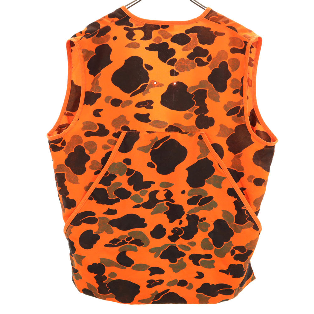 OLD オールド 90s USA製 総柄 ベスト オレンジ系 ジップ メンズ