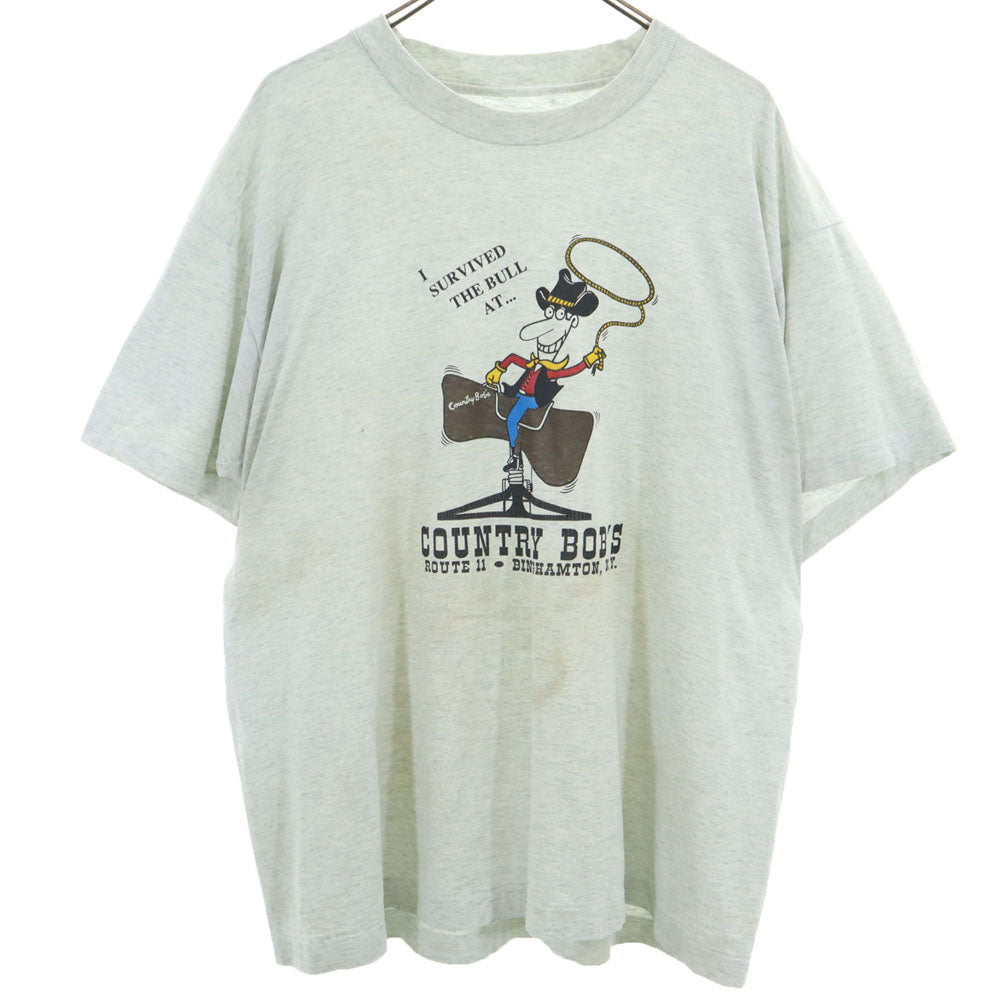 OLD オールド 90s プリント 半袖 Tシャツ グレー系 メンズ