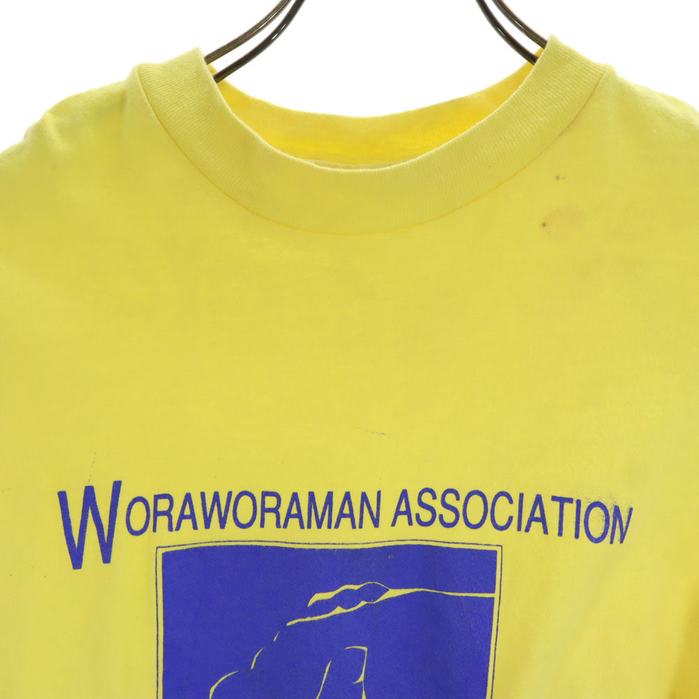 Hanes ヘインズ 90s USA製 オールド プリント 半袖 Tシャツ XL イエロー系 メンズ