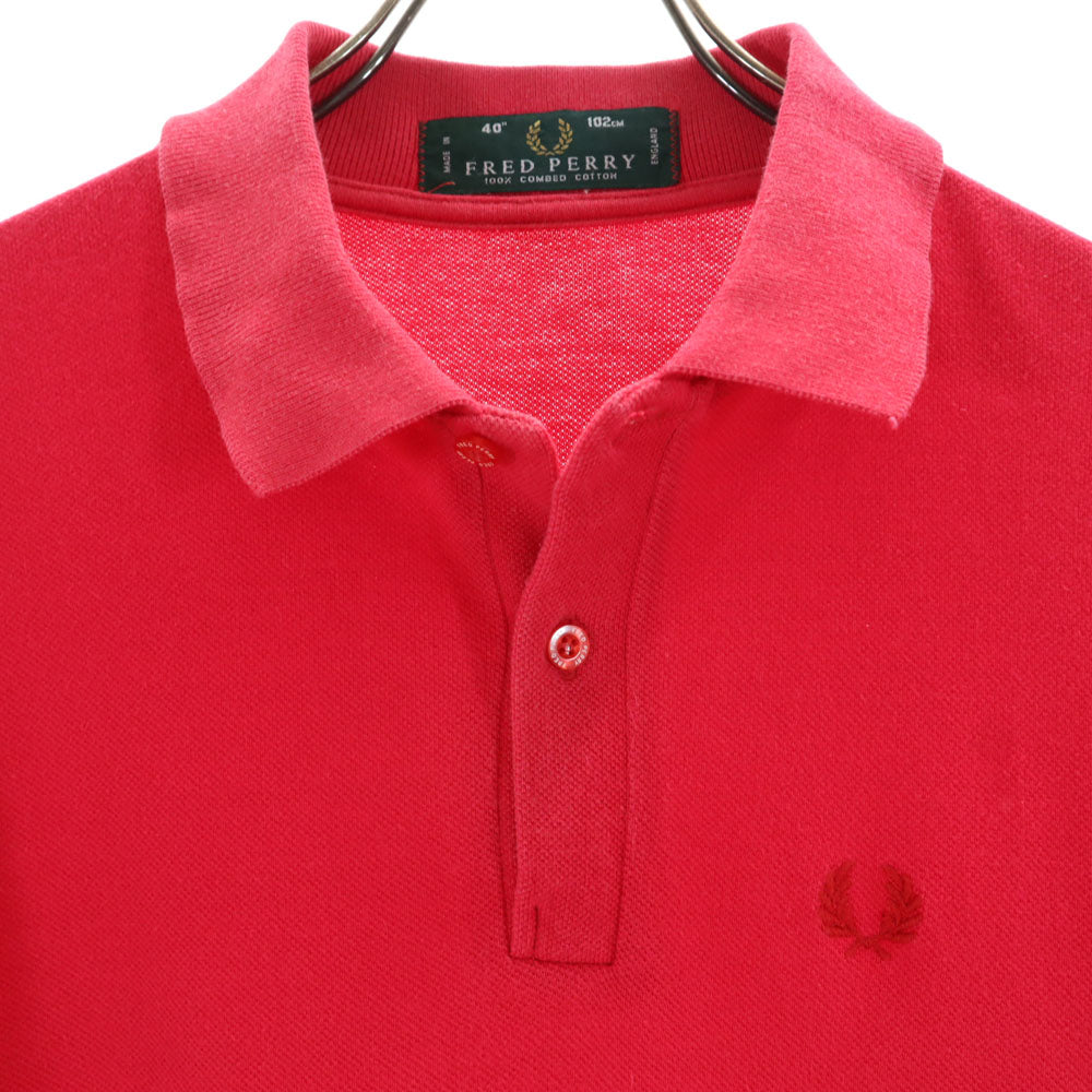 フレッドペリー 英国 イングランド製 半袖 ポロシャツ 40 レッド系 FRED PERRY 鹿の子 メンズ