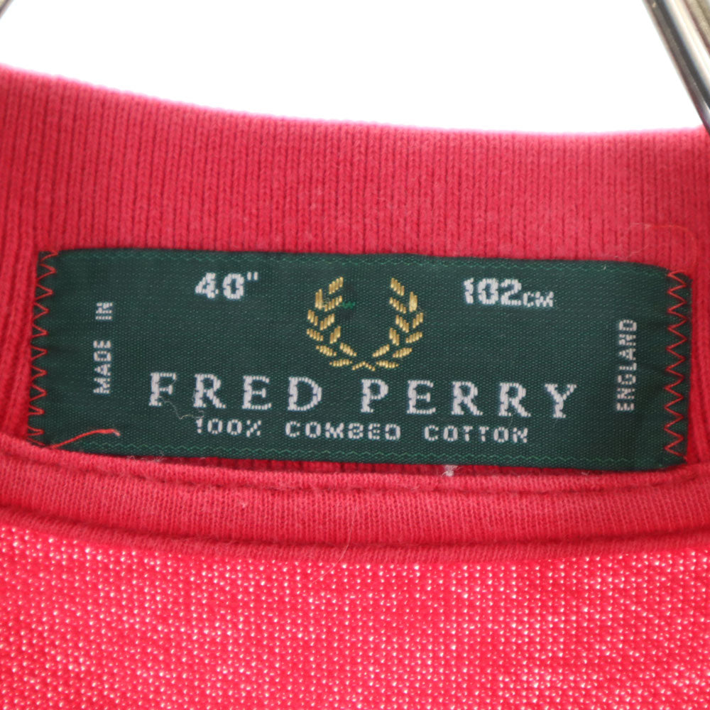 フレッドペリー 英国 イングランド製 半袖 ポロシャツ 40 レッド系 FRED PERRY 鹿の子 メンズ