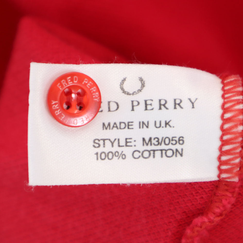 フレッドペリー 英国 イングランド製 半袖 ポロシャツ 40 レッド系 FRED PERRY 鹿の子 メンズ
